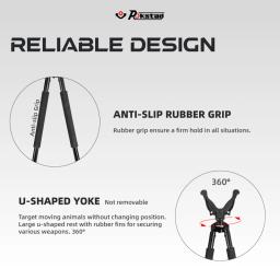 Óptica Vector-Bipod Shooting Sticks para Caça Rifle, Quadro de alumínio leve, Spike Pés Resto, Bipod 360 Borracha, V Yoke - Image 3