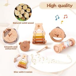 Brinquedos musicais Montessori de madeira para crianças, xilofone de percussão do bebê, Tubo de som de chuva, Música Shaker - Image 4