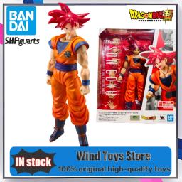 Em estoque 100% original bandai s.h. figuarts shf super saiyan deus vermelho son goku figura de ação brinquedo modelo presente - Image 1