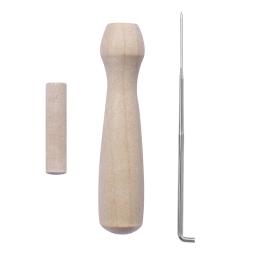Alça titular agulha de feltragem de madeira ferramenta diy para artesanato criativo poke agulhas de feltro de madeira + metal acessórios de ferramentas de trabalho manual - Image 2