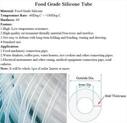 Mangueira de borracha de silicone transparente clara, tubo flexível Nontoxic, produto comestível, identificação 0.51mm, 2mm, 3mm, 4mm, 5mm, 6mm, 7mm, 8mm, 9 milímetros, 10 milímetros, 12 milímetros, 1 m, 5 m - Image 2