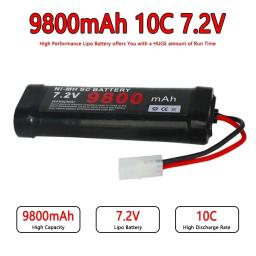 Bateria de Substituição NiMH com Conector de Descarga Tamiya 7.2V, 9800mAh, 6800mAh, Compatível com Brinquedos RC, Carros de Corrida, Barco, Aeronave - Image 2