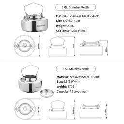 Fire Maple-Stainless Steel Teapot para Mochila, Chaleira de Camping, Bushcraft Gear, Outdoor Durável, Alta Qualidade, S304, 1L, 295g - Image 3