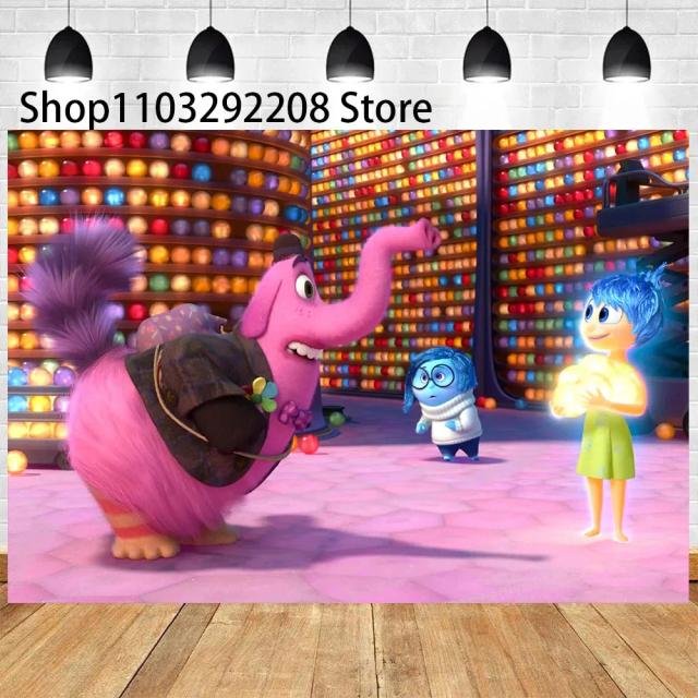 Decoração Colorida de Desenhos Animados Inside Out para Festas de Aniversário e Chuveiros de Bebê, Ideal para Fotografia Infantil em Vinil Poliéster