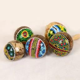 Martelo de areia artesanal Natural Coconut Shell, percussão profissional, instrumento musical para meninos e meninas, hand shaker, maracas, 1pc - Image 6
