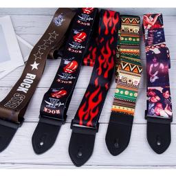 Correia de guitarra macia impressa, Nylon ajustável alargamento, espessamento para baixo elétrico acústico, padrão único, multi cor - Image 1