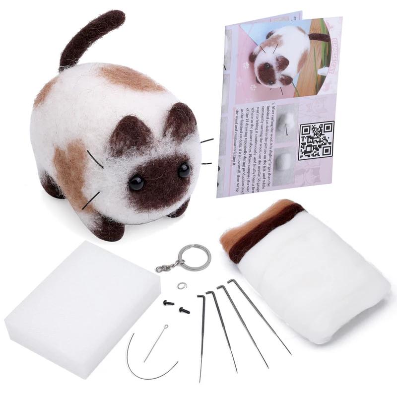 Animais diy conjunto de feltragem de agulha com tapete de espuma para projetos de artesanato iniciantes kits de suprimentos de feltragem de agulha com ferramentas - Image 2