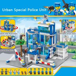 Blocos de montagem do departamento de polícia de alta dificuldade, carro, brinquedos educativos diy para crianças, pequenas partículas, ferramentas de aprendizagem criativas - Image 1