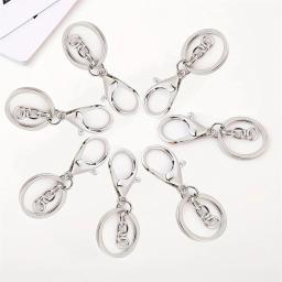 10 peças fechos lagosta de metal com corrente, gancho de pressão giratório para fazer joias de chaveiro DlY, acessórios de chaveiro. - Image 5