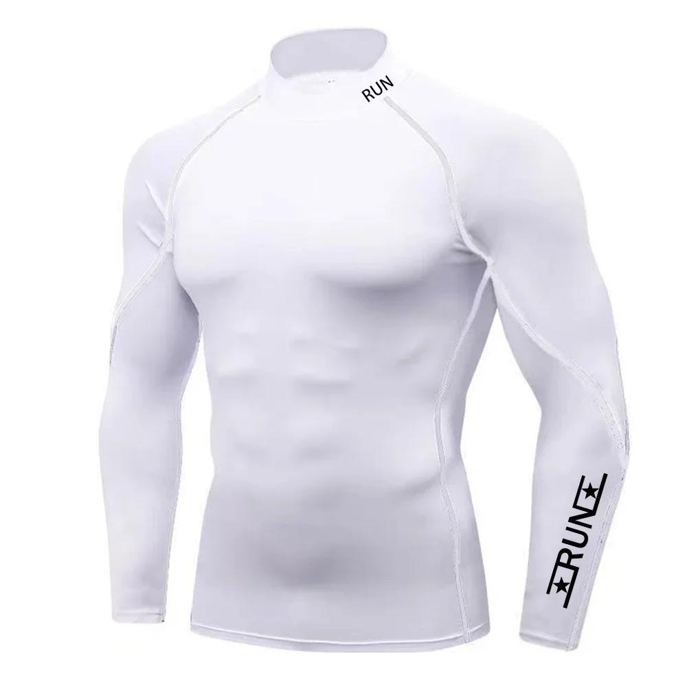 Correndo compressão t camisa de treinamento de ginásio dos homens camisas de secagem rápida camisetas de fitness musculação topos masculino esportes wear - Image 1