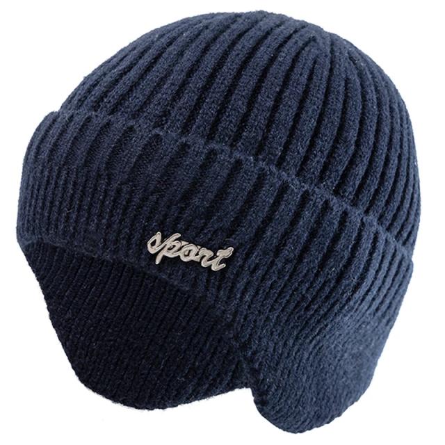 Novo chapéu de inverno unissex moda simples chapéus de malha para homens e mulheres gorro de esqui chapéu esportivo earflap boné