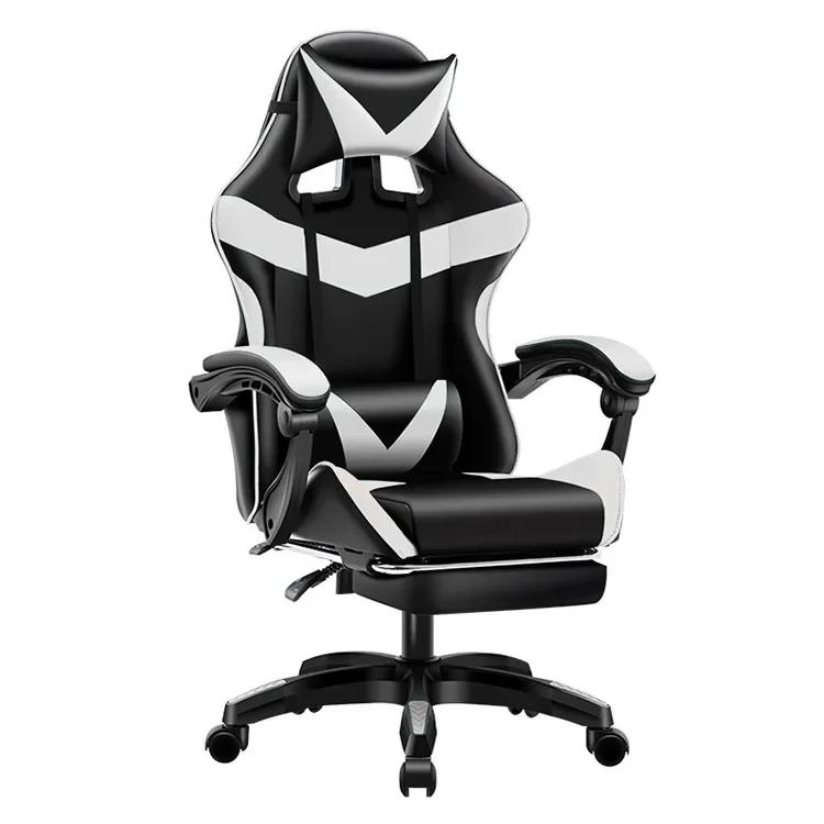 Altura ajustável Gaming Chair with Footrest, Gamer Cadeiras Ergonômico com Almofada Lombar Apoio de Cabeça, Cadeira do Computador - Image 1