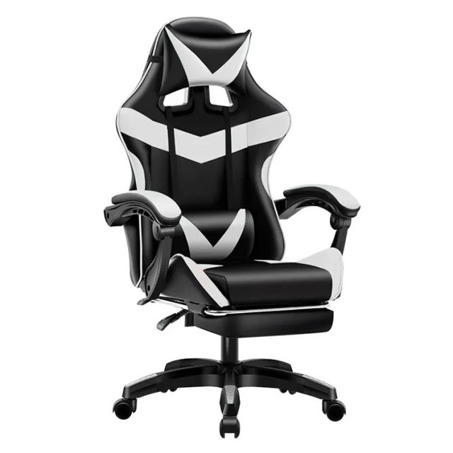 Cadeira Gamer Ergonômica com Altura Ajustável, Descanso para os Pés e Apoio Lombar e de Cabeça