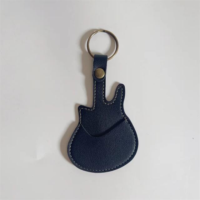 Suporte de Palheta de Guitarra em Couro e Chaveiro em Formato de Guitarra - Acessórios Ideais para Instrumentos de Cordas