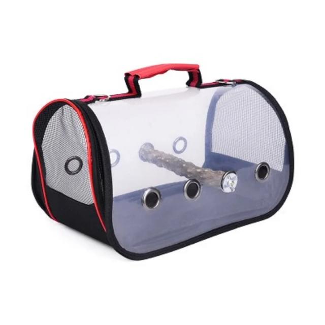 Gaiola de Pássaros Portátil para Viagem com Suporte de Madeira e Design Transparente