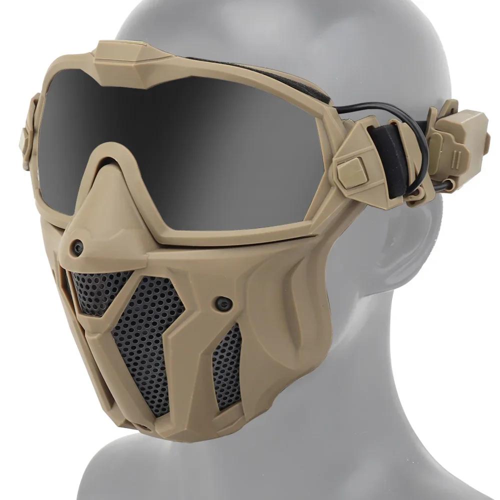 Tactical Airsoft Paintball máscara facial com ventilador, respirável, anti-fog, máscara facial completa para caça, tiro, máscaras de proteção militares - Image 1