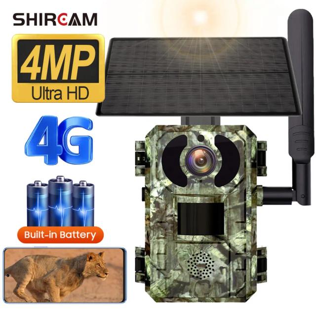 Câmera Solar Hunting 4G LTE com Detecção de Movimento PIR, 4MP e Bateria de Longa Duração para Captura Noturna de Animais Selvagens