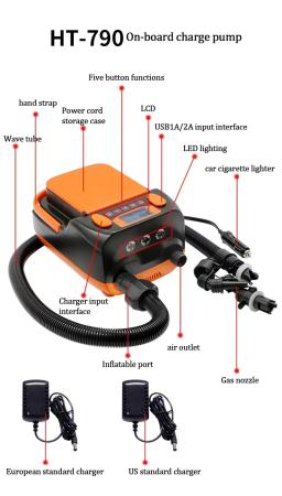 Bomba inflável elétrica para caiaque, SUP, paddle board, prancha, bateria de carro, insuflador de ar, 12V - Image 4