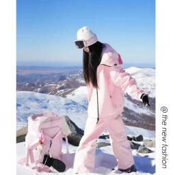 Conjunto de terno de snowboard de inverno para homens e mulheres à prova de vento à prova dwindproof água zíper fita mágica acampamento escalada jaqueta calças - Image 4