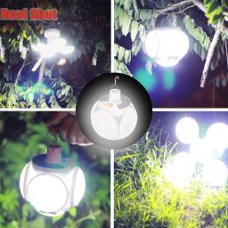 Dobrável solar lanterna de acampamento led recarregável ao ar livre pendurado tenda lâmpada dobrável lâmpadas led futebol com gancho luzes emergência - Image 2