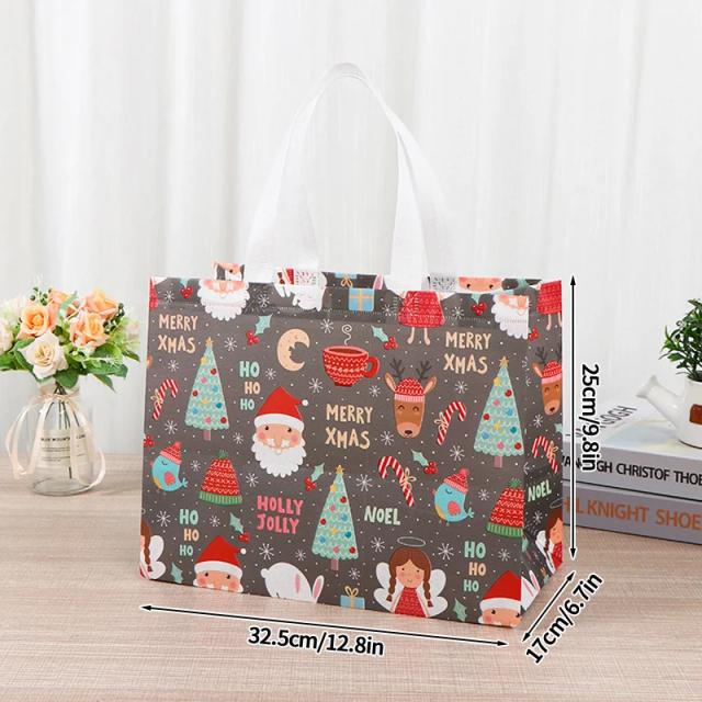 Sacos de Presente de Natal com Estampa de Papai Noel e Flocos de Neve - Embalagens Especiais para Presentes Festivos