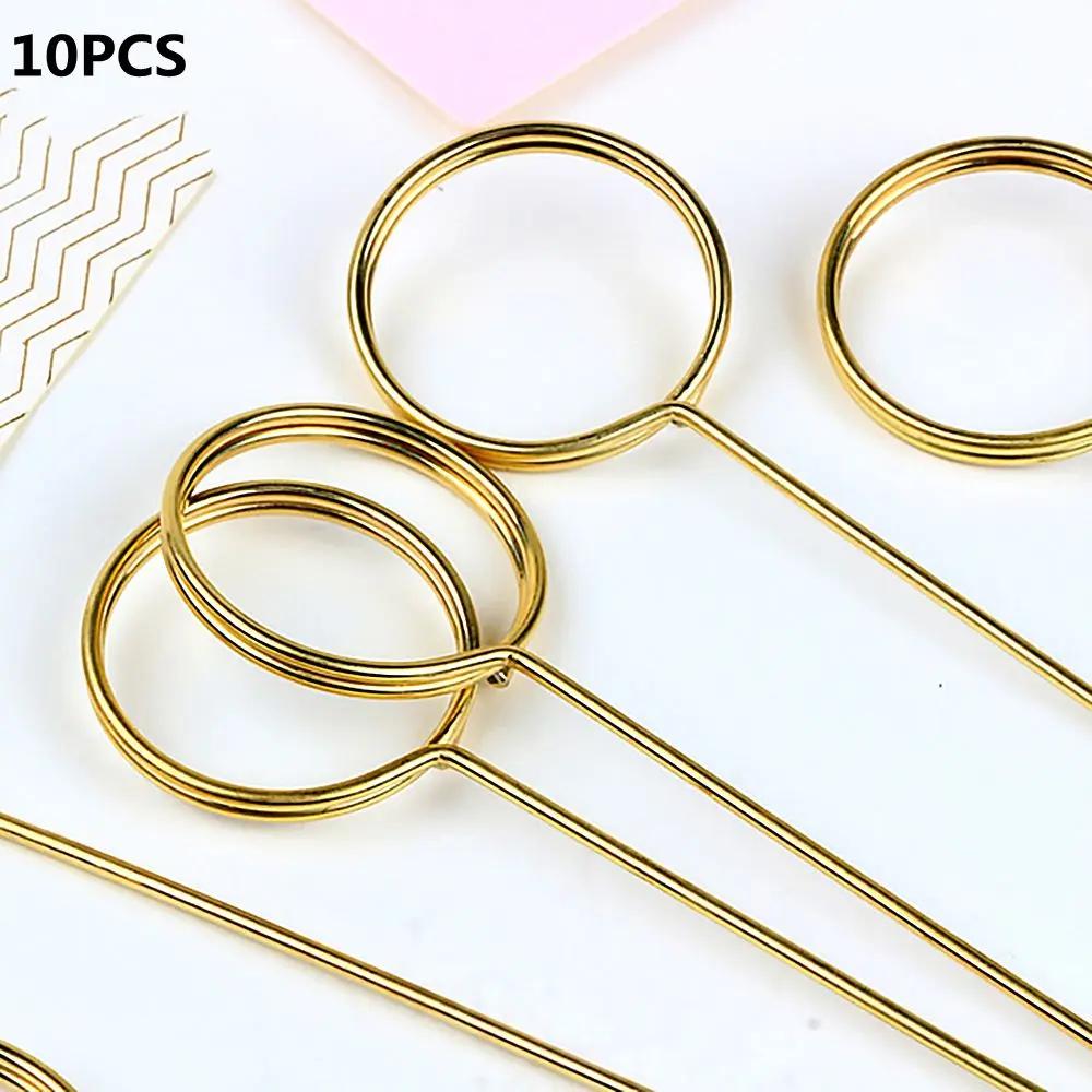 10 pçs 34cm metal ouro flor bouquet titular do cartão vara bolo clipes de cartão embrulho festa de casamento diy suprimentos artesanais - Image 1