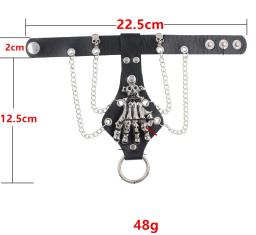 Pulseiras de couro para mulheres e homens, Pulseira de pulso, Braceletes de mão, Halloween Grunge, Crânio Punk, Finger Jewelry, Steam Punk - Image 6
