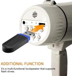 30w de alta potência megafone 240s gravação bullhorn com sirene destacável microfone portátil porta usb alto falantes esportes chão - Image 5