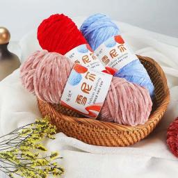 Fio De Chenille De Algodão Misturado Para Tricô De Crochet, Fio De Veludo, Fio De Poliéster Para Bebê, Lenço Grosso, Malha À Mão DIY, 100g por Rolo - Image 1