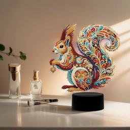 Acrílico Diamante Pintura Lâmpada LED com Ferramentas, Luz Noturna, Flor, Esquilo, Gato, Borboleta, Urso, Cavalo - Image 2