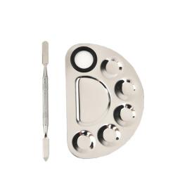 Paleta De Cores De Maquiagem Portátil Com Espátula, Aço Inoxidável, Base Líquida Bandeja De Mistura, Placa De Cor Durável - Image 4