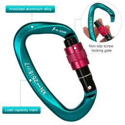 Mosquetão resistente para rede, fivela de escalada em forma de D, leve clipe de bloqueio, ferramentas de equipamentos ao ar livre, 25KN - Image 2