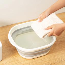 1 pçs silicone dobrável lavatório viagem portátil bacia balde dobrável para casa banheiro lavatório pendurado bacias de banho - Image 6