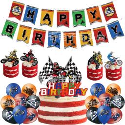 Motocicleta temática festa de aniversário decoração para meninos, sujeira bike, bolo toppers, banner, balão, feliz aniversário, festa suprimentos - Image 1