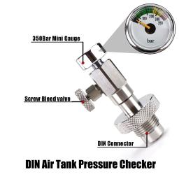 Verificador De Pressão Do Tanque De Ar DIN Com Medidor, Cilindro De Mergulho, Testes De Pressão, 230Bar, 300Bar - Image 2