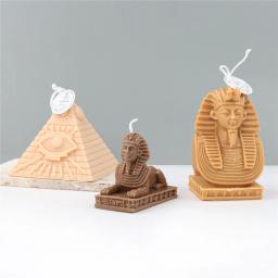 Molde de vela forma pirâmide diy resina aromaterapia faraó sphinx arte fundição molde de silicone artesanal vela que faz moldes ferramenta - Image 4