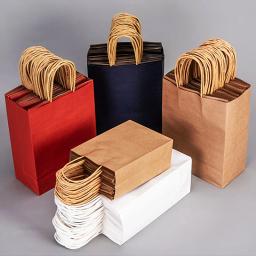 Saco De Compras De Papel Kraft Reciclável, Saco De Presente De Festa De Natal, Saco De Presente De Doces De Casamento, Bolsa De Embalagem De Entrega, 10Pcs - Image 3