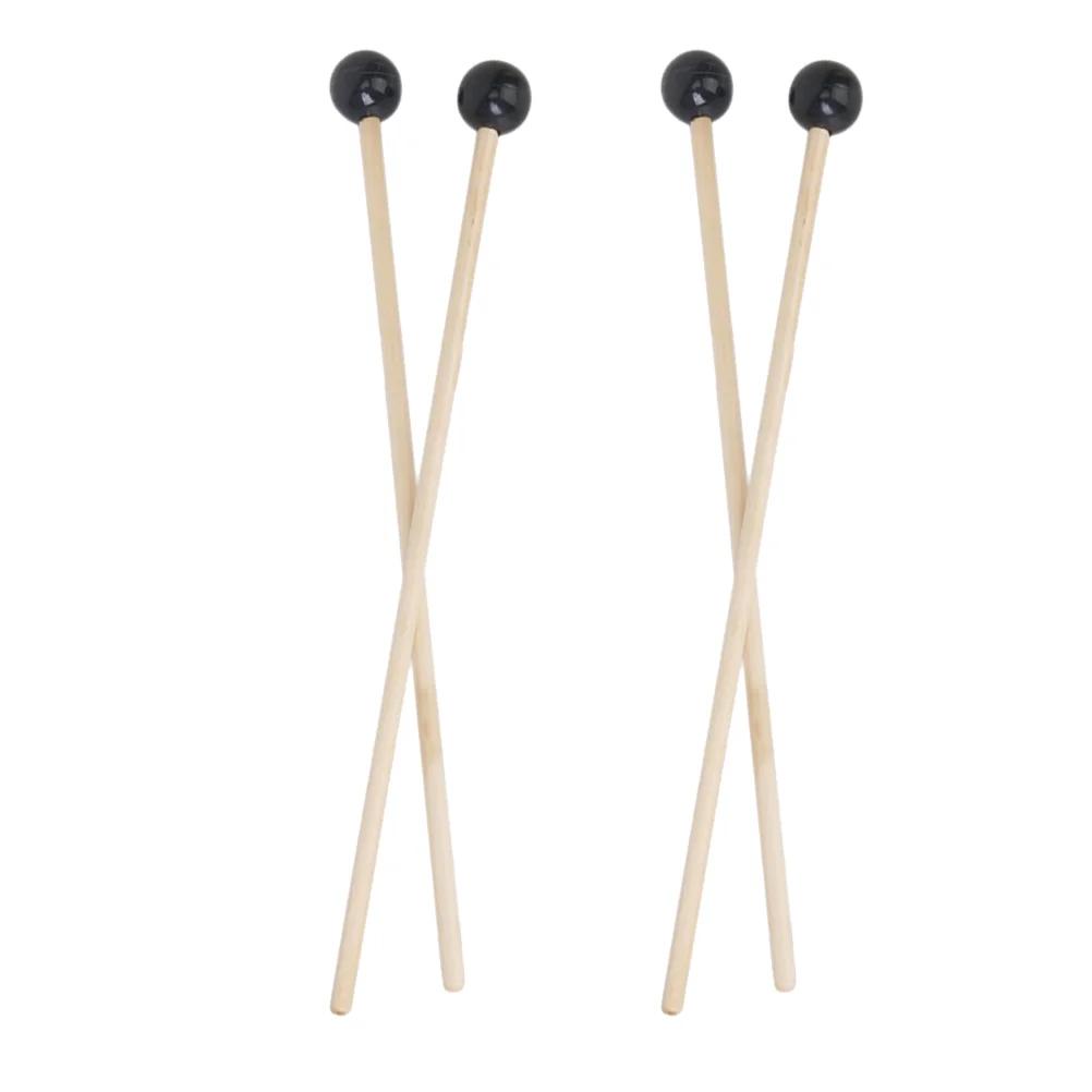Baquetas de borracha para adultos e crianças, percussão com cabo de madeira, 4 peças - Image 1