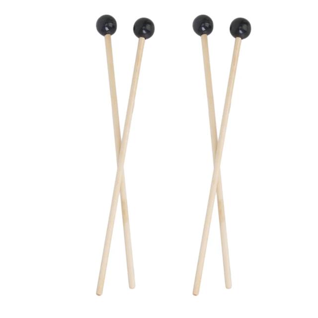 Baquetas de Borracha para Percussão - Conjunto de 4 Peças para Adultos e Crianças com Cabo de Madeira