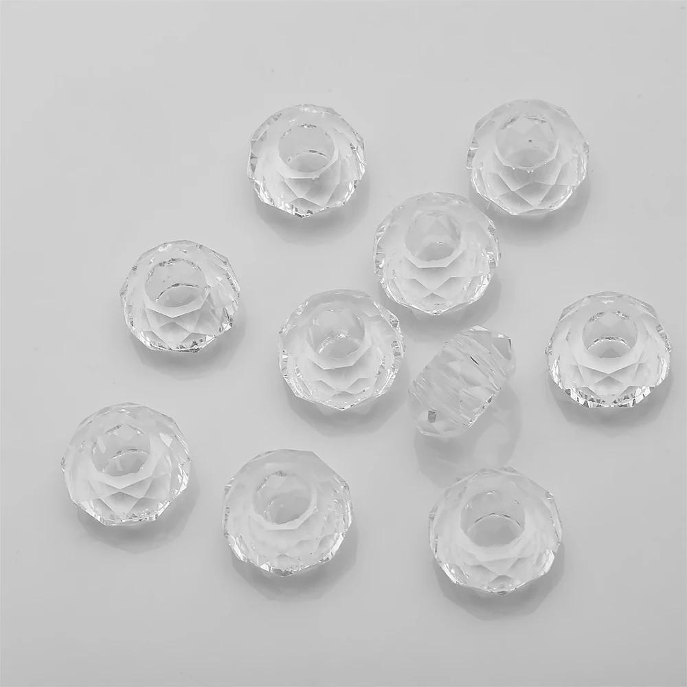 Facetada Contas De Vidro De Cristal, Grande Buraco, Espaçador Redondo Artesanato, Fazer Jóias DIY, Pulseiras Acessórios, Atacado, 8x14mm, 20Pcs por lote - Image 1
