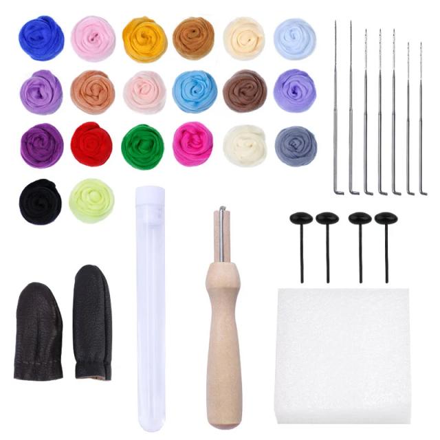 Kit Completo de Agulhas para Feltro com Almofada de Espuma para Iniciantes em Artesanato DIY, Acessórios Coloridos para Quilting e Felting
