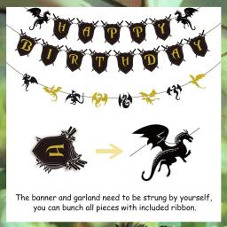 Decorações de festa de aniversário temáticas do dragão para meninos, redemoinhos suspensos, banner e balões, verde e preto, suprimentos para festa - Image 6