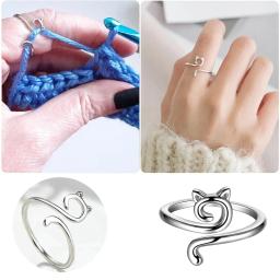 Fio Crochet Anel Regulador Ferramenta para Dedo, Tamanho Ajustável, Iniciante, Crochê, Tricô, Fios, Orelhas de Gato - Image 1