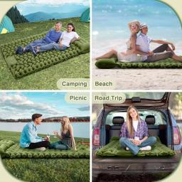 Ao ar livre 2 pessoas cama de viagem esteira de ar dupla almofada de dormir para acampamento auto-inflável colchão de dormir com travesseiro para caminhadas - Image 3