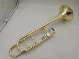 B Bb/F Trombone Tenor com Boquilha Case, lacado, banhado a ouro, instrumento musical profissional, alta qualidade - Image 1