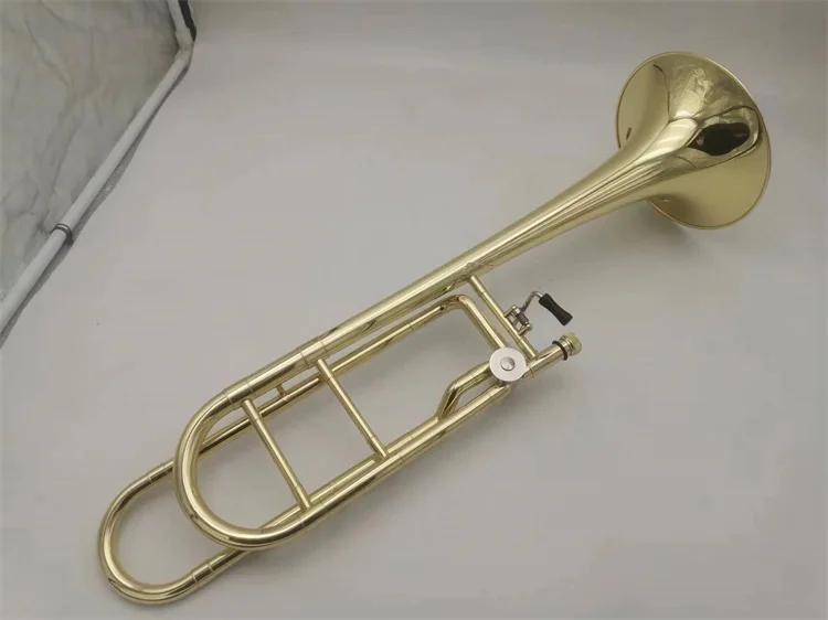 B Bb/F Trombone Tenor com Boquilha Case, lacado, banhado a ouro, instrumento musical profissional, alta qualidade - Image 1