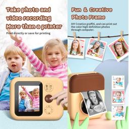 Mini Câmera Digital de Impressão Instantânea para Crianças, Gravação de Vídeo HD, Lente Dupla, Papel Fotográfico Térmico, Presente de Aniversário para Meninos e Meninas - Image 2