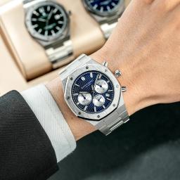 Sapphero relógio masculino à prova dwaterproof água função cronógrafo data brilhante mãos relógio de aço inoxidável relógio de negócios para presente masculino - Image 3