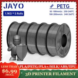 JAYO-PLA Filamento para Impressora 3D, 100% Nenhuma Bolha para FDM, DIY Gift Material, PLA Meta, ABS, PETG, SEDA, 1.75mm, 5Rolls, transporte rápido - Image 1