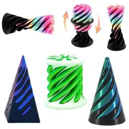 3 pçs descompressão rotativa espiral cone impossível pirâmide passsthrough escultura 3d impresso brinquedo tridimensional ה  - Image 1
